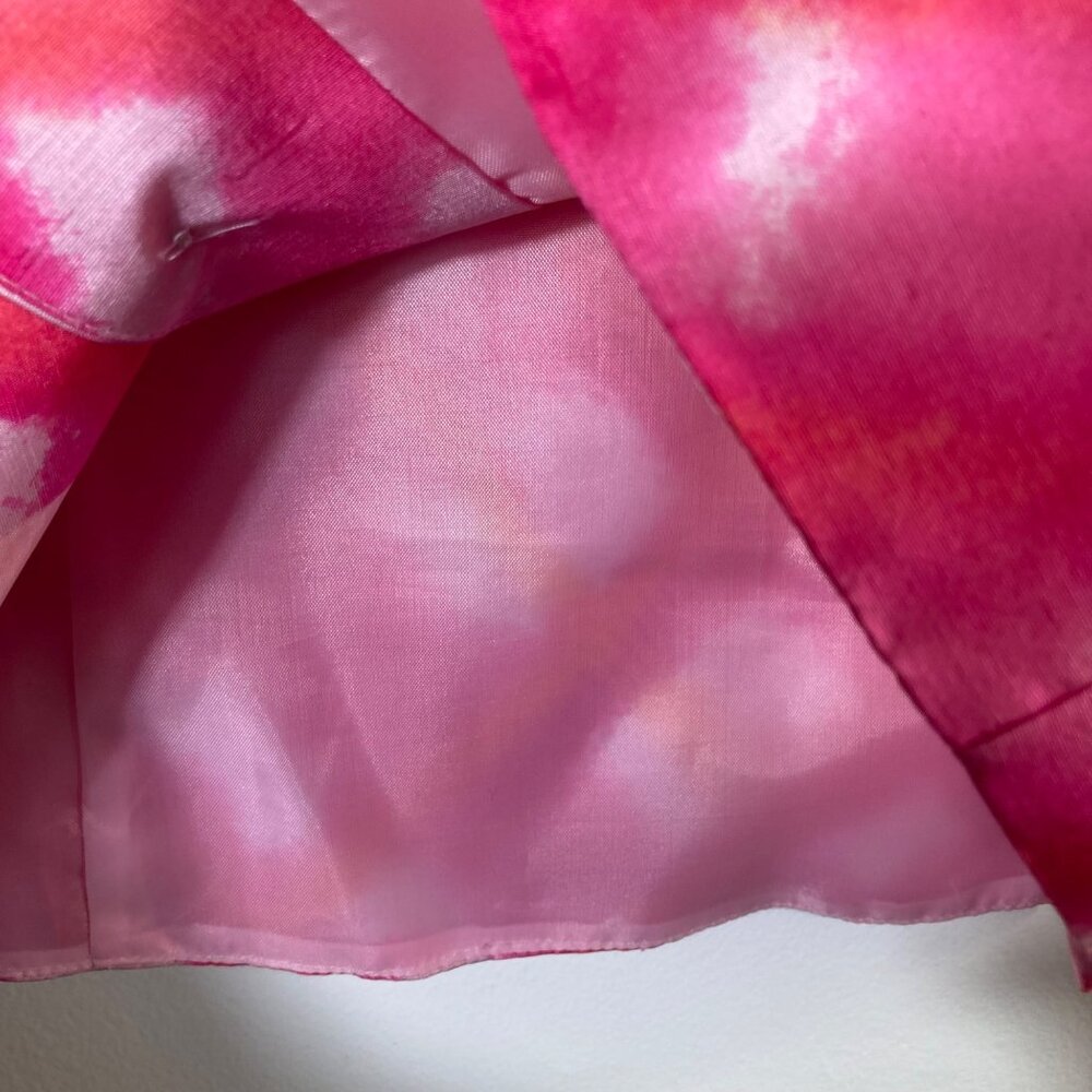 Womens Vintage ICE Silk Button Shirt Lined Pink White M Watercolor‎ Art - Picture 7 of 8